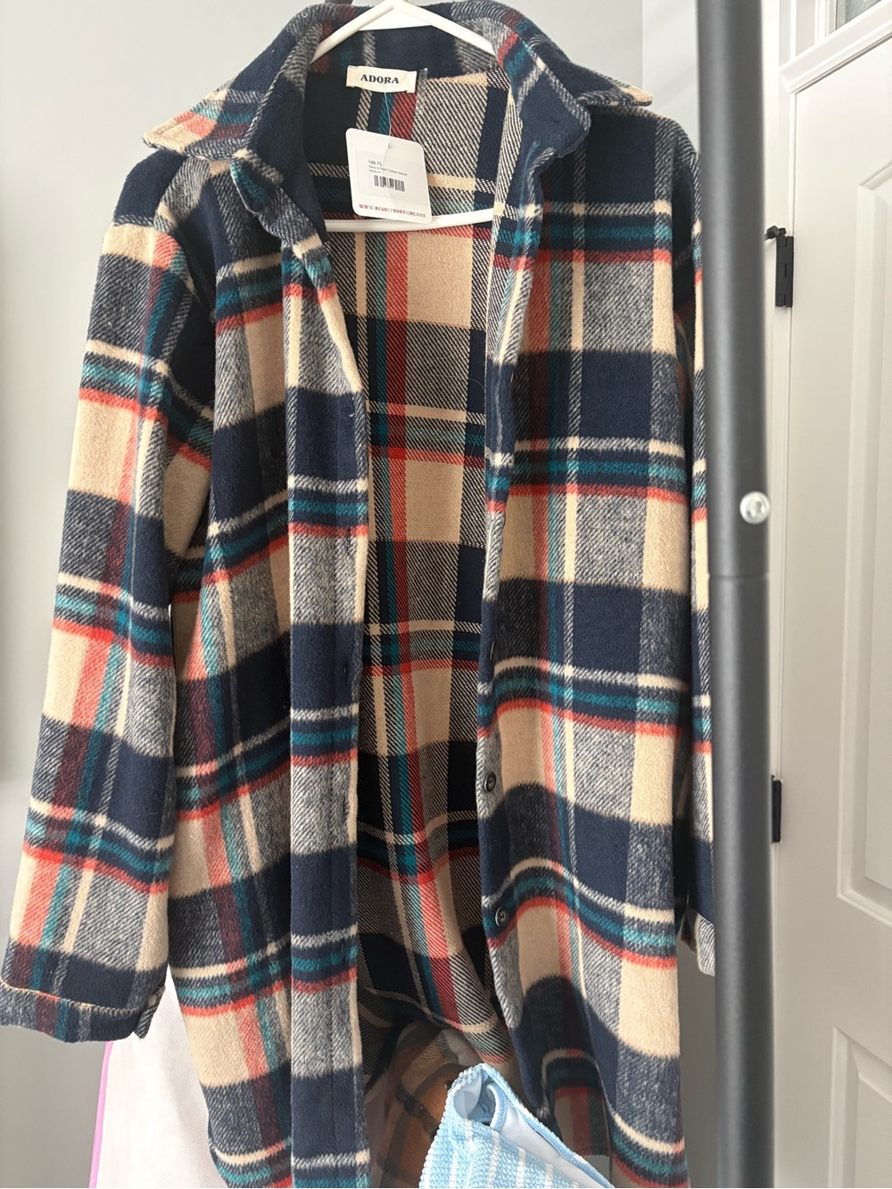 ADORA Navy, Cream & Teal Plaid Button-Up Shacket